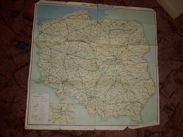 Mapa samochodowa Polski 1967