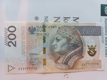 Banknot obiegowy 200 PLN CY7777770