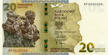 Banknot 20 zł. Ochrona Polskiej Granicy Wschodniej