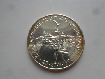 Jan PAWEŁ II  Malta 1990 rok 5 liras 