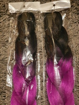 Braid hair extension. 2 colours black and purple 