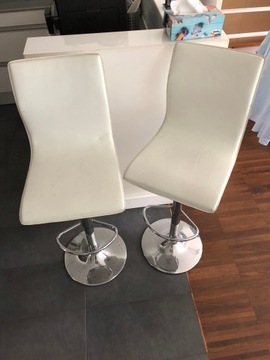 Krzesło barowe biała skóra (hoker) 2 szt