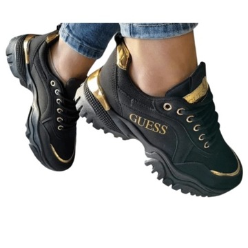 Buty damskie sportowe Guess czarne sneakers r.36