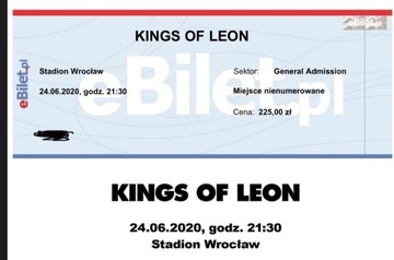 2 bilety na koncert Kings of Leon 21.06.22 Wrocław