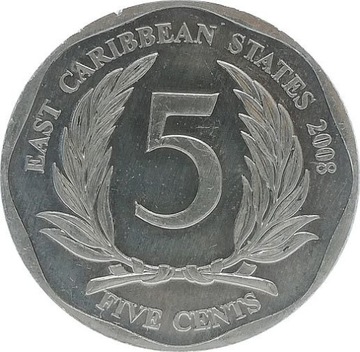 Karaiby Wschodnie 5 cents 2008, KM#36