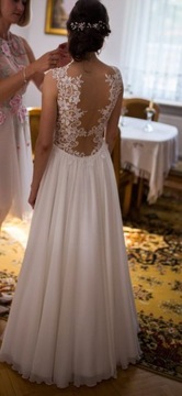 Suknia ślubna w kolorze ecru, rozmiar 36