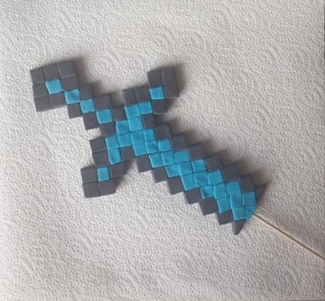 Minecraft miecz na tort z masy cukrowej 