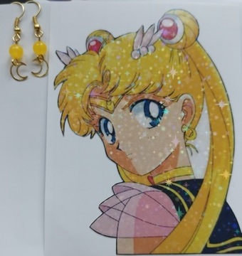 Sailor Moon kolczyki + duża naklejka Usagi