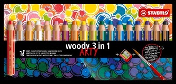 KREDKI STABILO WOODY ARTY 3IN1 (+TEMPERÓWKA) 18KOL