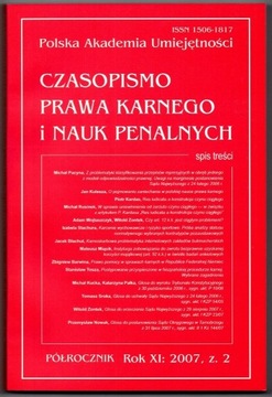 Czasopismo Prawa Karnego i Nauk Penalnych 2007 / 2