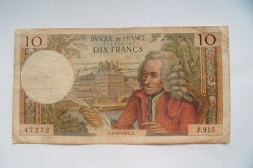 BANKNOT FRANCJA  10 FRANKÓW 1973 r.