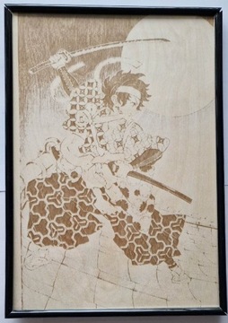 Drewniany obraz Kimetsu no Yaiba tanjirou z ramką