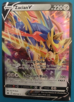 Zacian V crz095/159 karta pokemon TCG 