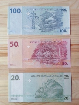 Kongo, zestaw 3 banknotów, UNC. 
