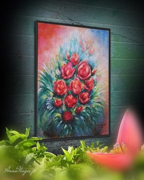 Tajemnicze Róże Obraz Akryl Ręcznie Malowany