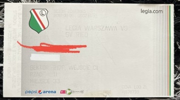 Bilet kolekcjonerski Legia - Ried