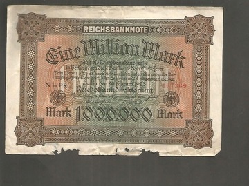 BANKNOT NIEMCY - 1 milion marek -- 1923 rok