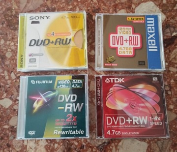 6 płyt DVD+RW i 1 płyta DVD-RW  Sony, Maxwell, TDK