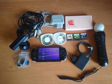 PSP 16GB + Nintendo DS kamera mikrofon 80 gier