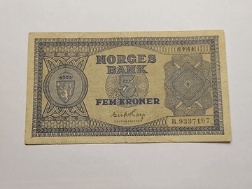 Banknot 5 koron Norwegia 