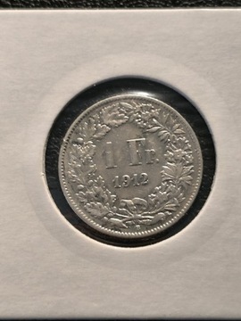 1 FRANK SZWAJCARSKI 1912 ROK SREBRO 0.835