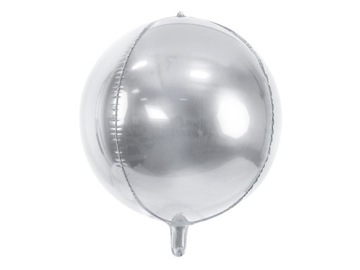 Balon foliowy, kula, srebrny, 40 cm 