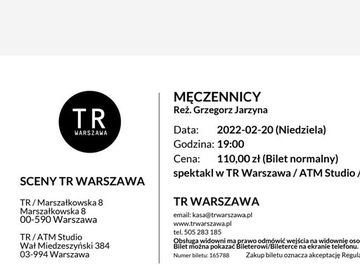 Sprzedam dwa bilety na Męczennicy  TR Warszawa