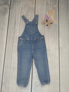 Spodnie, ogrodniczki jeansowe dziewczęce H&M 92