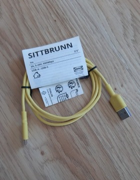 IKEA SITTBRUNN kabel USB A- USB C żółty, 1m 