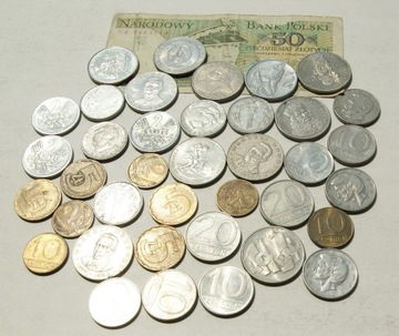 PRL zestaw 38 monet ze zdjęcia + banknot