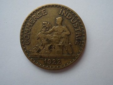 Francja 2 francs, 2 franki 1922/ Hermes, mosiądz 