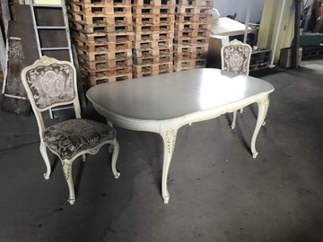 Komplet Ludwik Warrings Ecru stół, stolik, krzesła