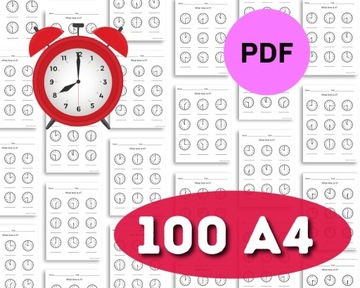 Karty pracy nauka zegara 100 kart A4 PDF