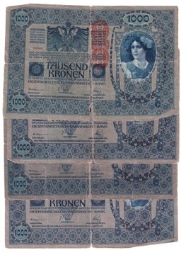 Austria, banknoty 1.000 koron 1902 (4 szt.)