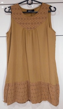 Sukienka kremowa trapezowa bez rękawów XL 42