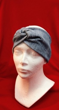 #Opaska na głowę do włosów turban niebieska jeans