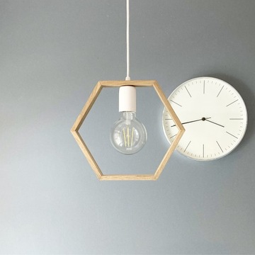 Lampa wisząca drewniana HEXAGON UNO White