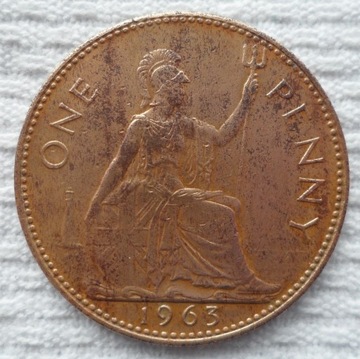 Brytania UK Anglia Elżbieta II 1 penny pens 1963