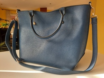 Stylowa elegancka torebka torba damska niebieska