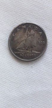 Canada srebrne 10 centów 1959 r. 