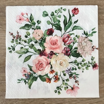 Serwetka decoupage - kwiaty, róże 33x33