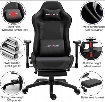 Fotel gamingowy biurowy nokaxus z masażem