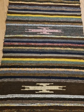 Nowy chodnik dywan tkany na krosnach PRL  92x405
