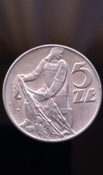 Polska Rybak 5 Złotych 1960 rok ładna 