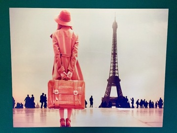 Obraz na płótnie,Paryż wieża Eiffla,Paryżanka
