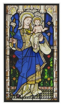 Witrażowa naklejka na szybę Madonna z Dzieciątkiem