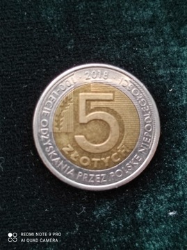 Moneta 100 lecie odzyskania przez polskę niepo 5zł