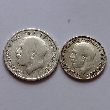 6 PENSOW z 1924 r i 3 PENSY z 1921 r , srebro