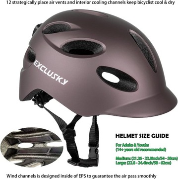 Exclusky kask rowerowy hulajnoga Led rozm 54-58cm