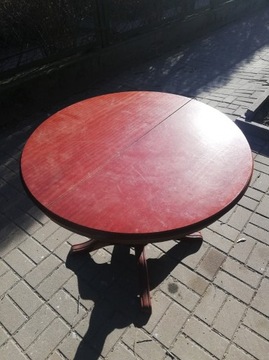 stół okrągły, drewniany 90 cm , jedna noga